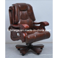 Кресло для руководителя из натуральной кожи с подставкой Foh-1313